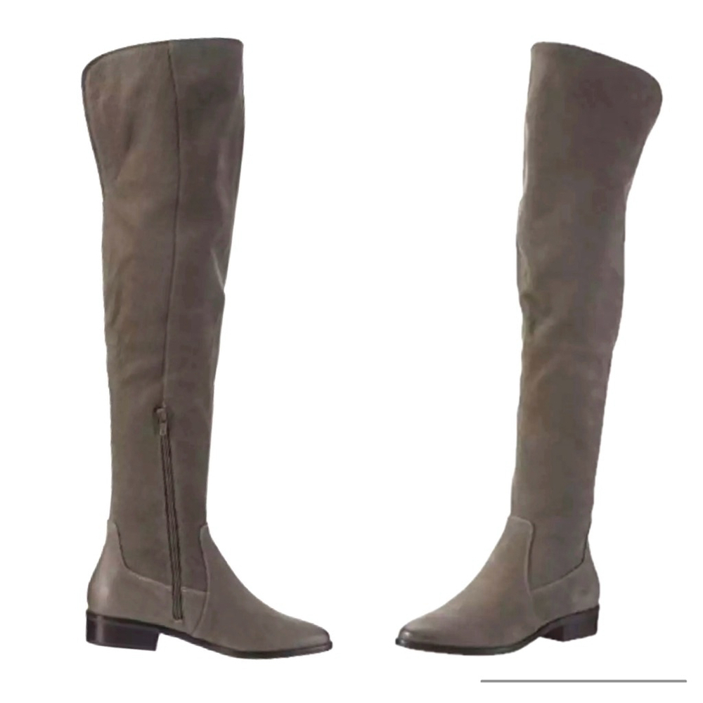 Aldo gray faux suede knee high over the knee flat boots Sz 7.5 low heel